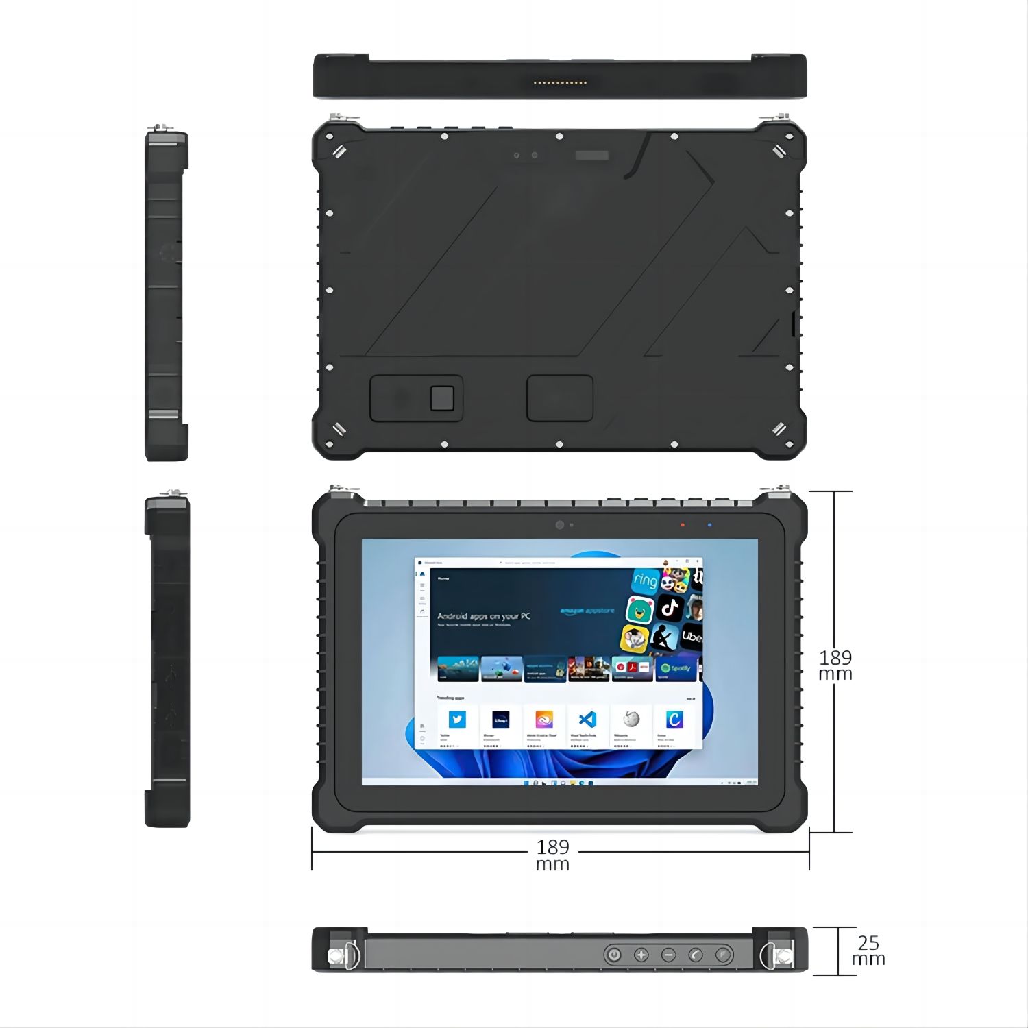 size of rugged tablet pc 